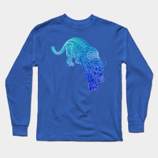 fast blue tiger in mexican ecopop pattern Long Sleeve T-Shirt